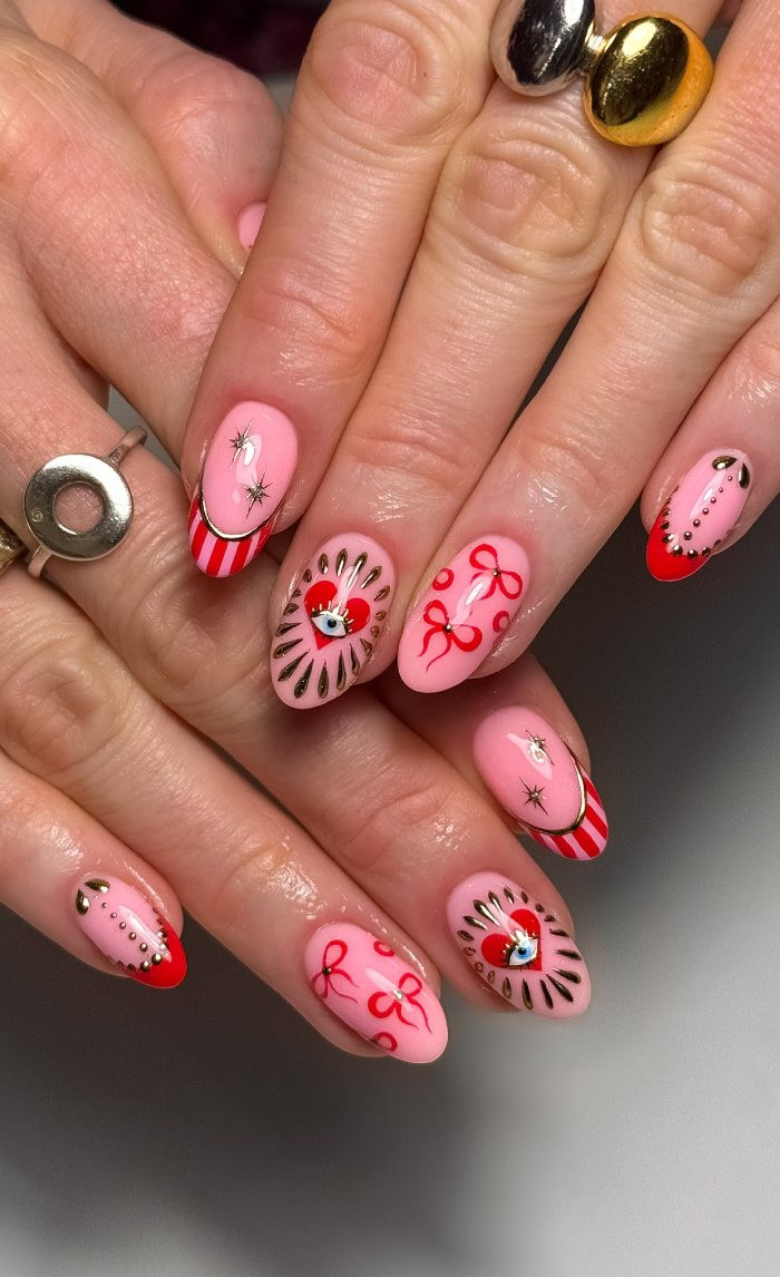 Heart Evil Eye Valentine Nails Heart Evil Eye Valentine Nails — Evil Eye Nails