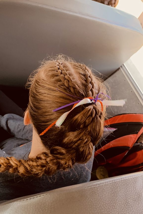 Braids Into Bun With Colorful Ribbons — Picture Day Hairstyles
