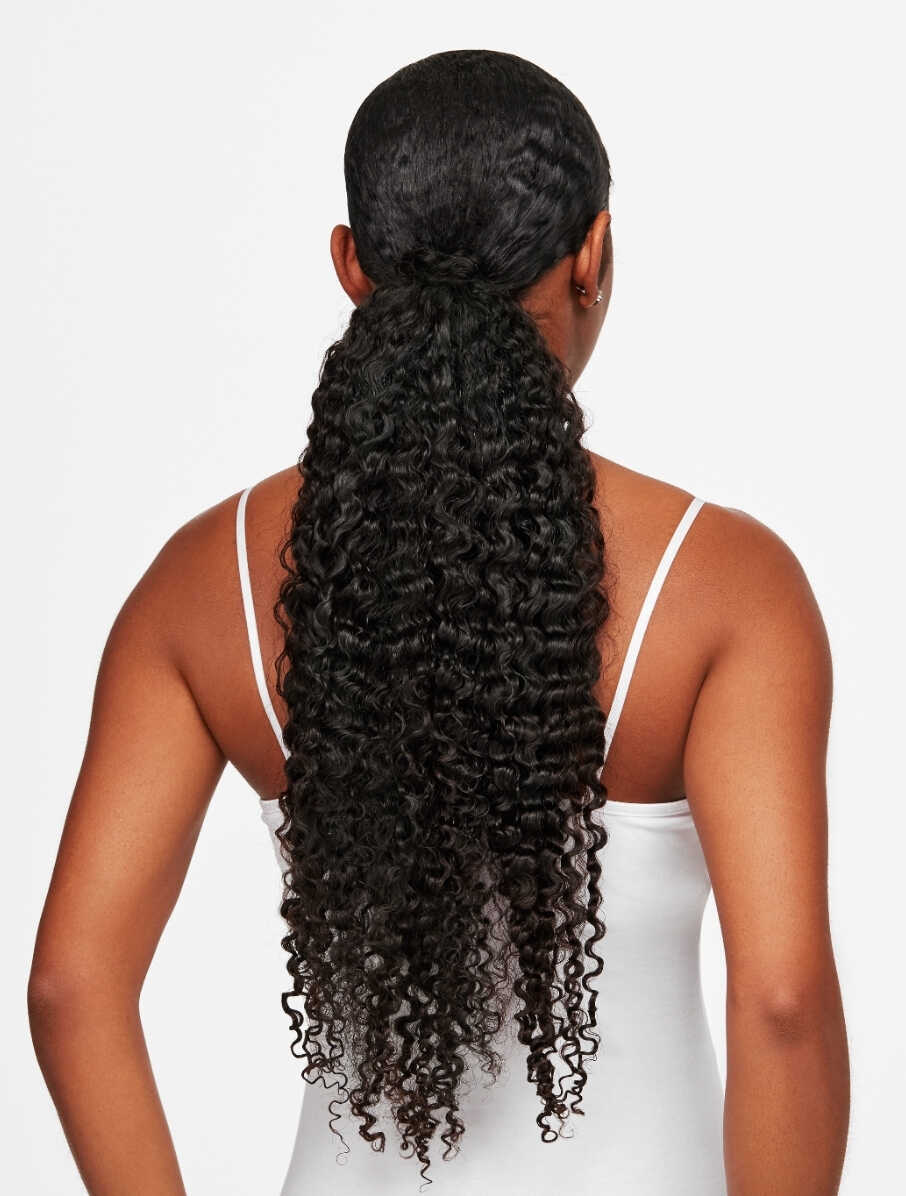 Extreme Length Black Curly Ponytail