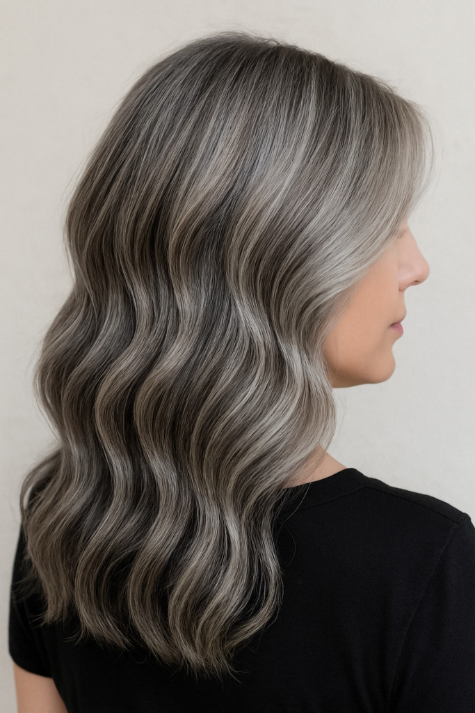 Mid-Back Waves With Blended Gray Mid-Back Waves With Blended Gray — Gray Blending