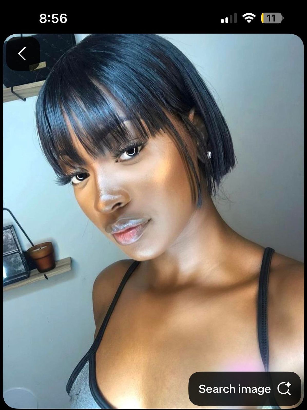Sharp Chin Bob With Blunt Bangs Sharp Chin Bob With Blunt Bangs — Quick Weave Bob