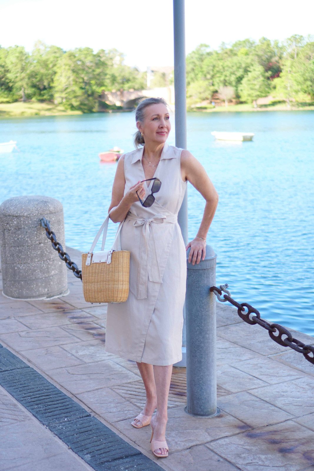 Beige Linen-Blend Wrap Dress for Effortless Style — Dresses for Women Over 70