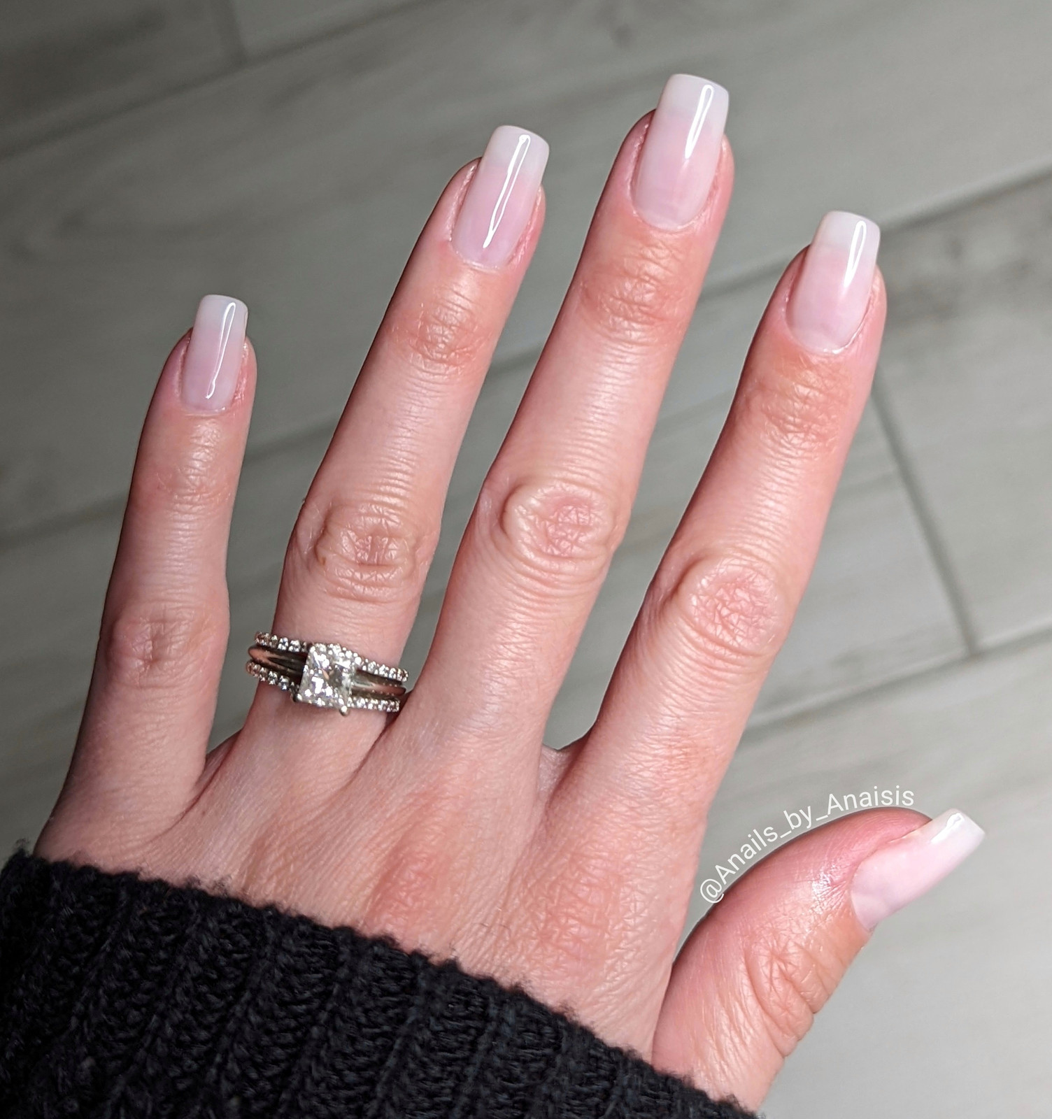 Sheer Milky Pink Glossy Medium Square — Interview Nails