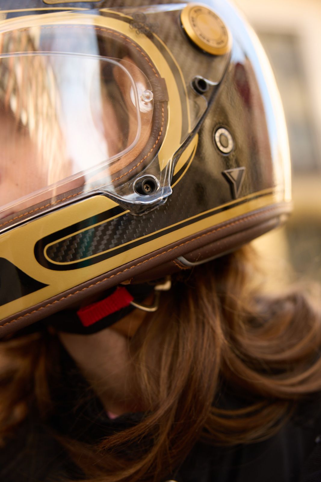 Side Parted Wavy Brown Hair — Motorcycle Helmet Hairstyles