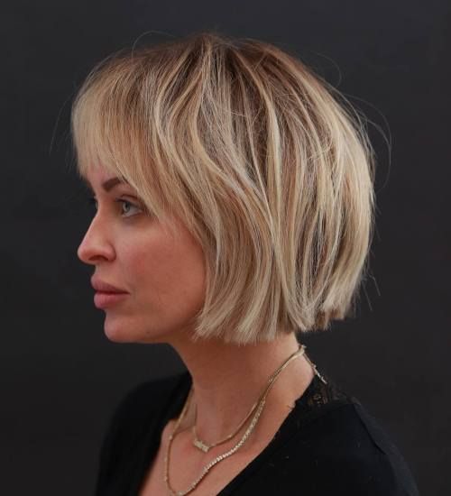 Ash Blonde Bob With Blunt Ends Ash Blonde Bob With Blunt Ends — Chin Length Bob