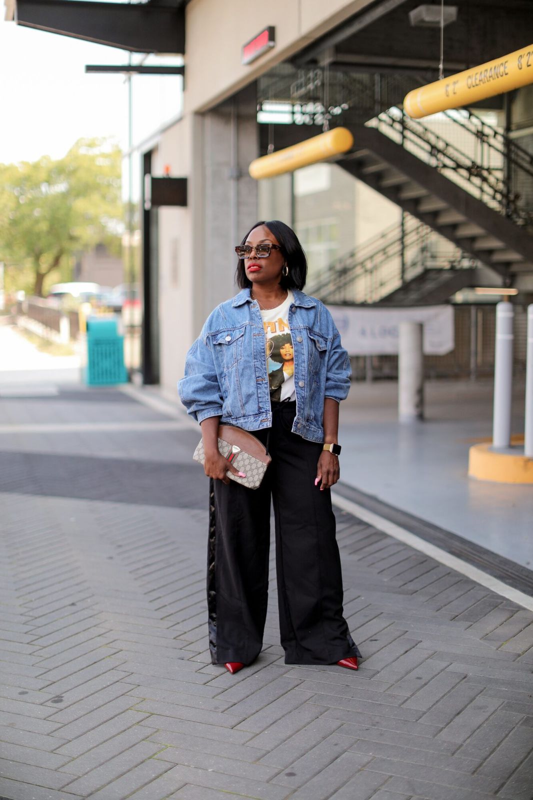 Urban Edge: Denim Jacket and Red Heels Urban Edge: Denim Jacket and Red Heels — Utah Outfits