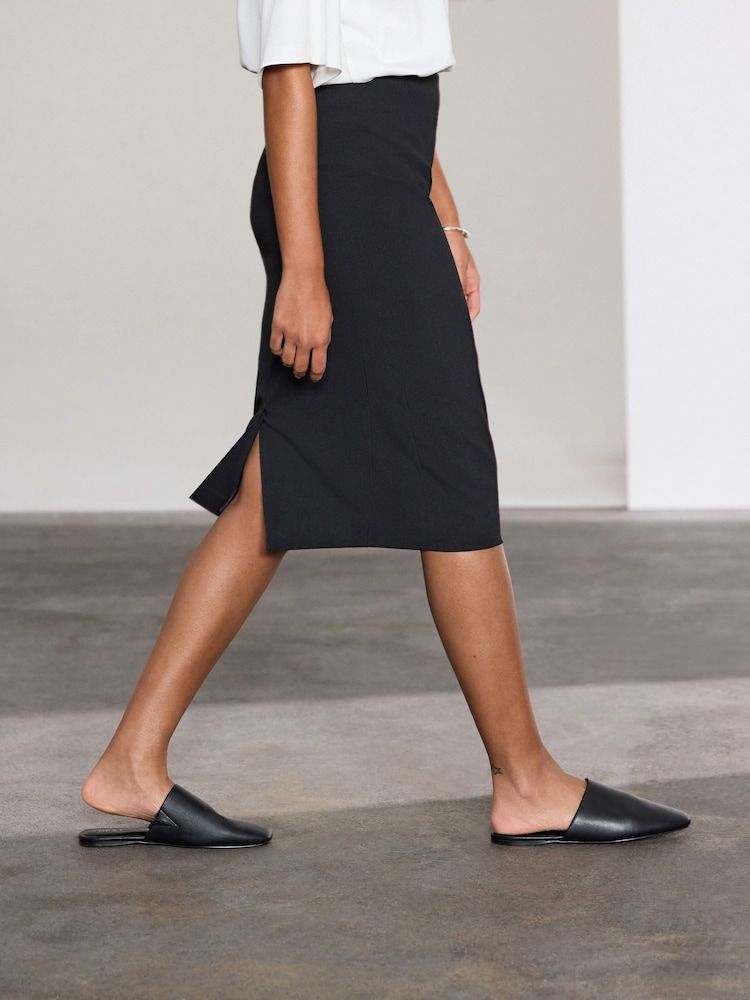 Black Pencil Skirt with Side Slits and White Top Black Pencil Skirt with Side Slits and White Top — Pencil Skirts