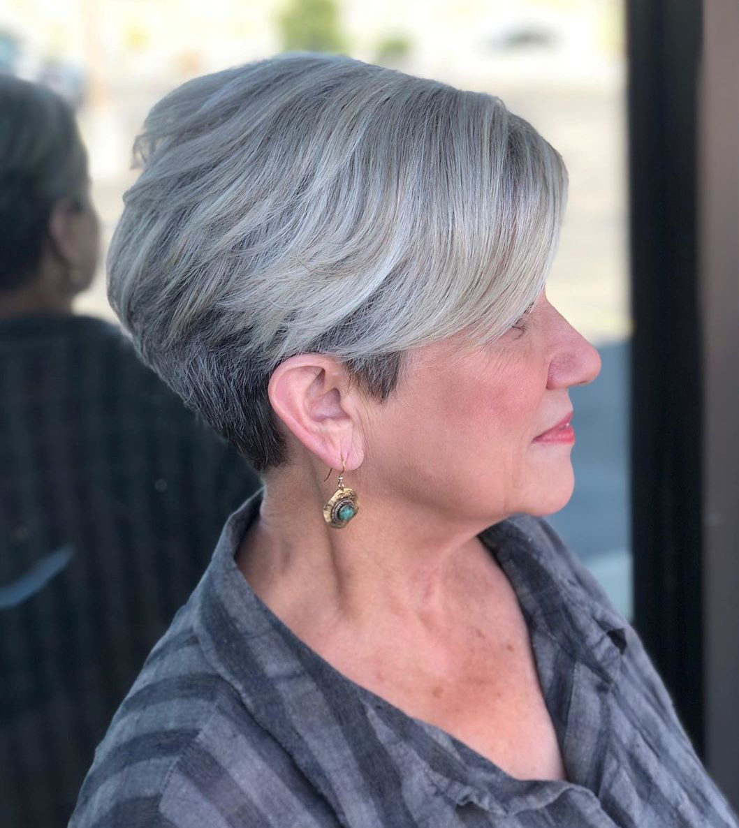 Voluminous Layered Gray Bob Voluminous Layered Gray Bob — Gray Hair Styles for Women Over 60