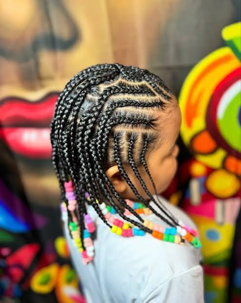 Mid-Back Braids With Colorful Beads — Kids Braids with Beads