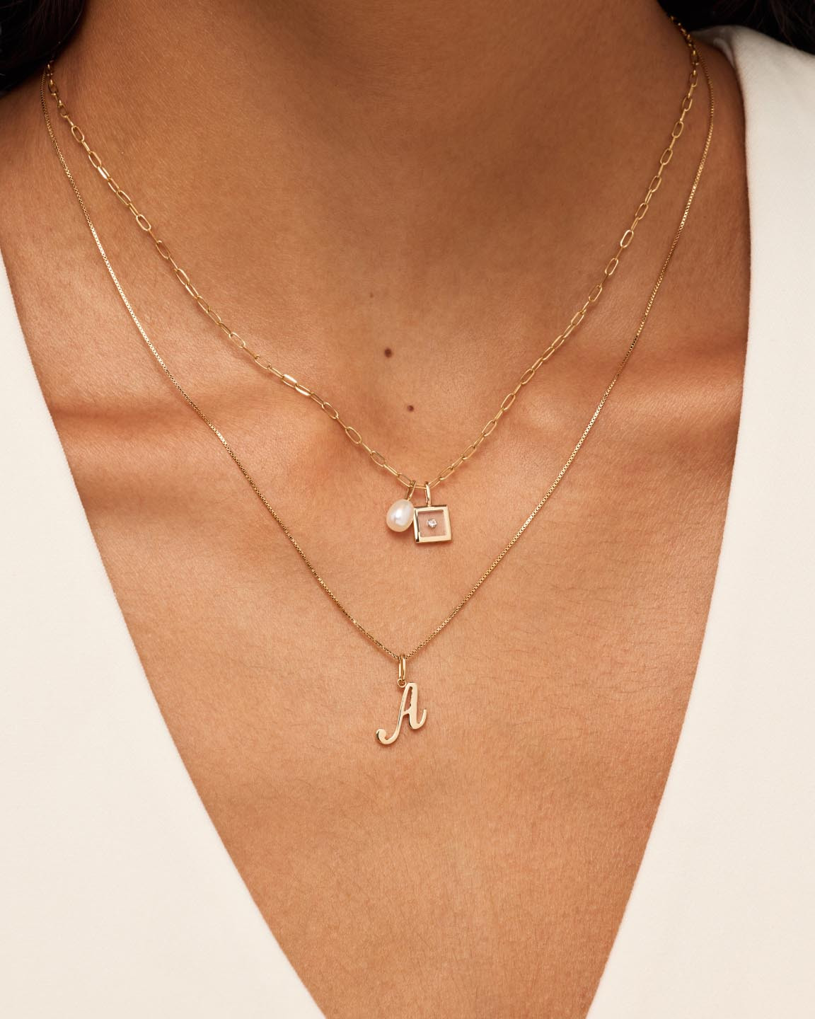 Script Initial 'A' Necklace with Pearl Accent Script Initial 'A' Necklace with Pearl Accent — Initial Necklaces