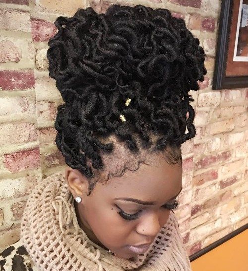 Voluminous Bun with Gold Beads — Loc Bun
