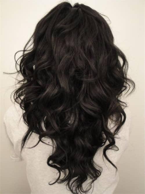Thick Dark Brown Loose Waves V-Cut — V Cut Hair