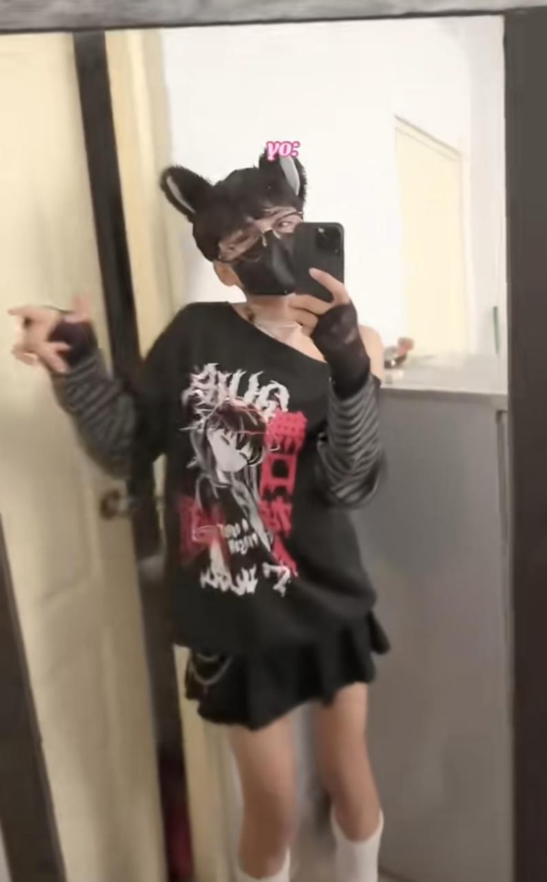 Streetwear Femboy Style with Layered Graphic Tees and Cat Ears Streetwear Femboy Style with Layered Graphic Tees and Cat Ears — Femboy Outfits