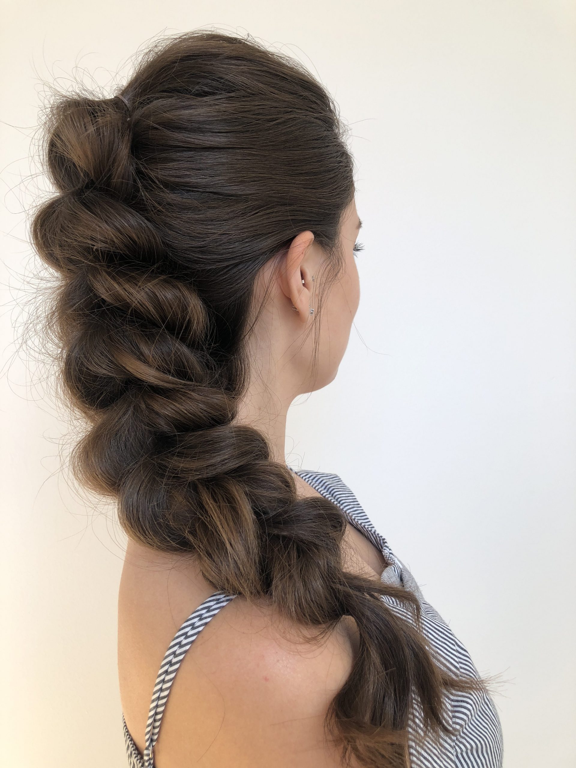 Voluminous Wavy Dark Brown Braid — Pull Through Braid