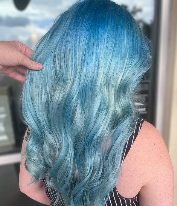 Collarbone Visual Idea — Pastel Blue Hair