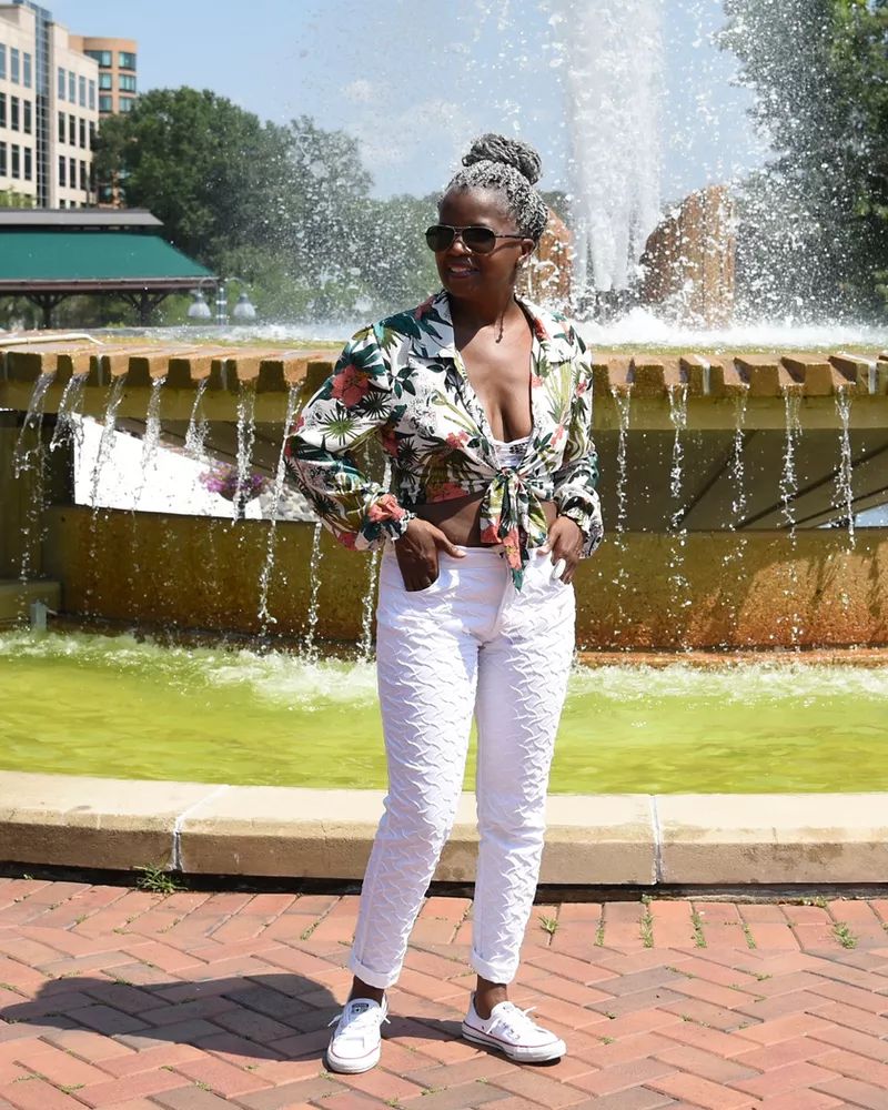 Floral Tie-Front Blouse with White Slim-Fit Jeans Floral Tie-Front Blouse with White Slim-Fit Jeans — Savannah Outfits