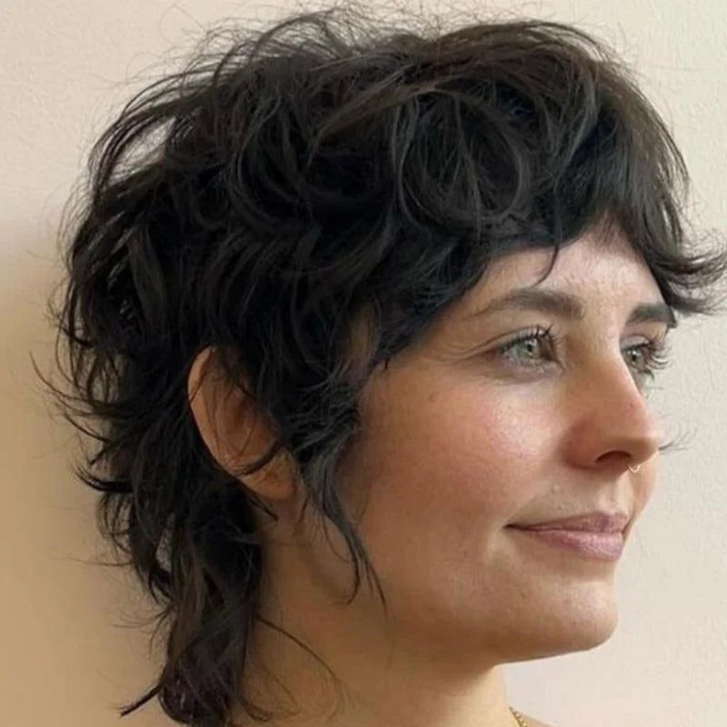 Shaggy Dark Brown Cut With Micro Bangs — Very Short Haircuts