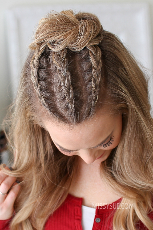 Blonde Braided Half Up Collarbone Style Blonde Braided Half Up Collarbone Style — Half Up Bun