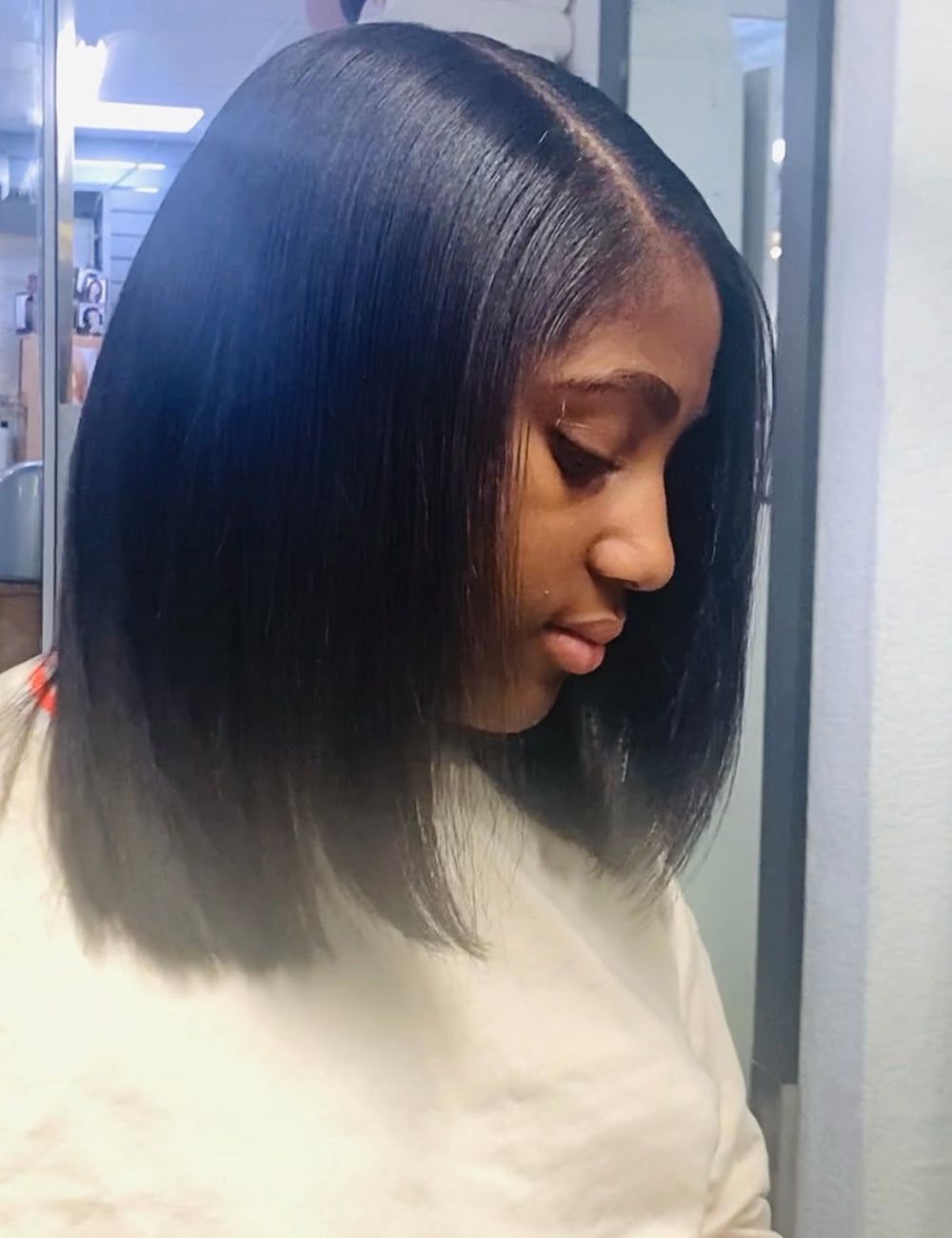Collarbone Bob With Side Part Collarbone Bob With Side Part — Silk Press Bob