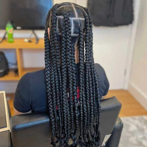 Neatly Braided Mid-Back Jumbo Braids Neatly Braided Mid-Back Jumbo Braids — Jumbo Knotless Braids