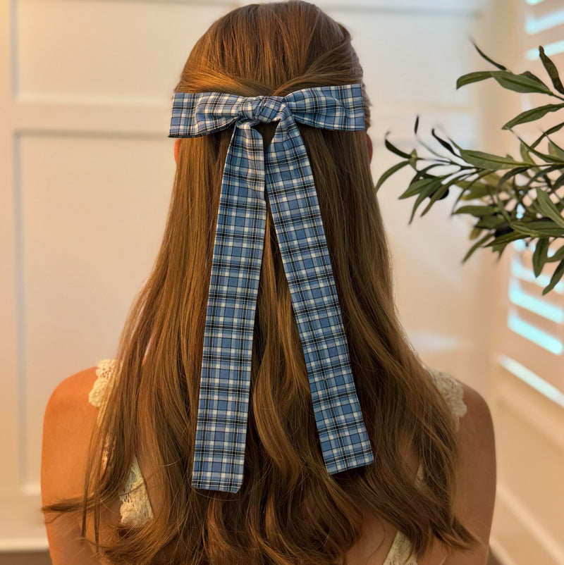 Plaid Bow Half-Up Style — Preppy Hairstyles