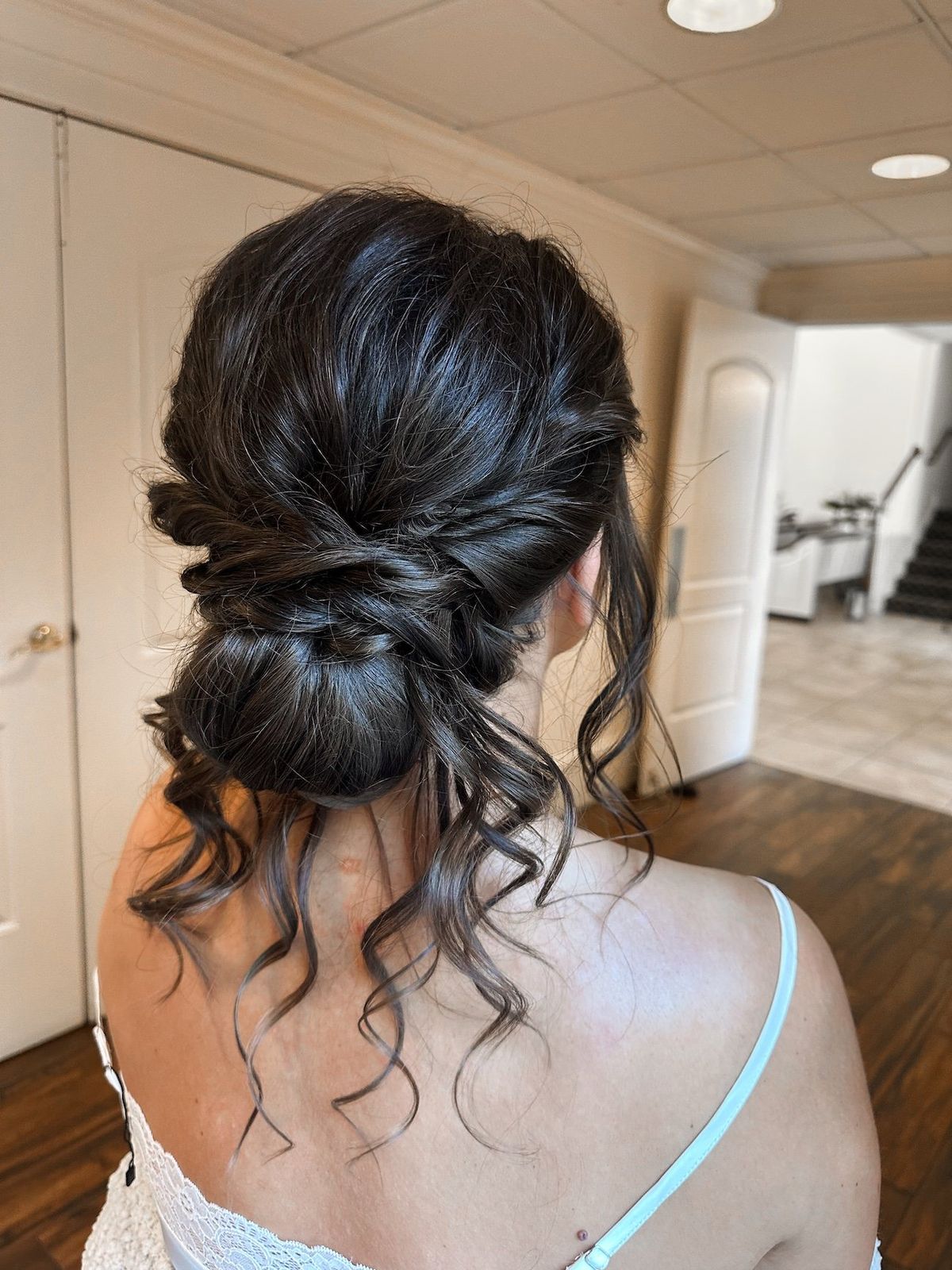 Low Updo With Soft Wavy Tendrils — Natural Hair Wedding Styles