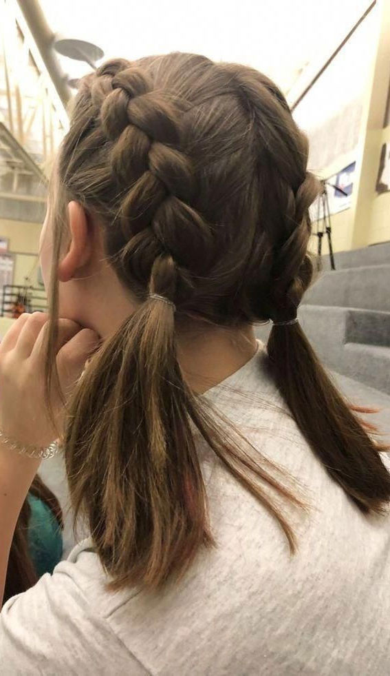 Double Braided Pigtails Double Braided Pigtails — High School Hairstyles