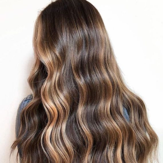 Wavy Blowout Visual Idea — Highlights on Dark Hair