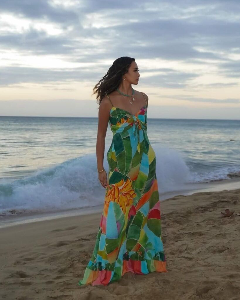 Flowing Tropical Print Maxi Dress for Daytime Beach Fun — Jamaica Outfits