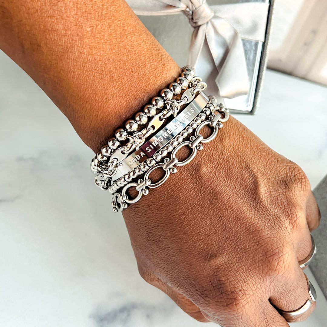 Layered Silver Bracelets for Casual Styling Layered Silver Bracelets for Casual Styling — Silver Jewelry Stack