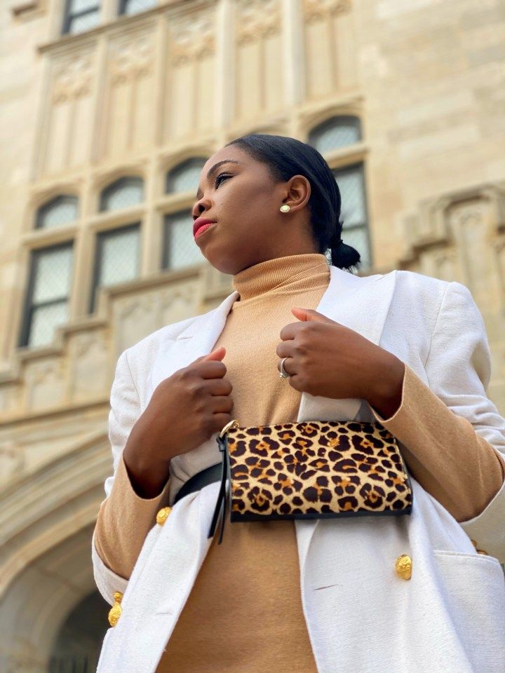 Leopard Print Belt Bag with Blazer — Belt Bag Outfits