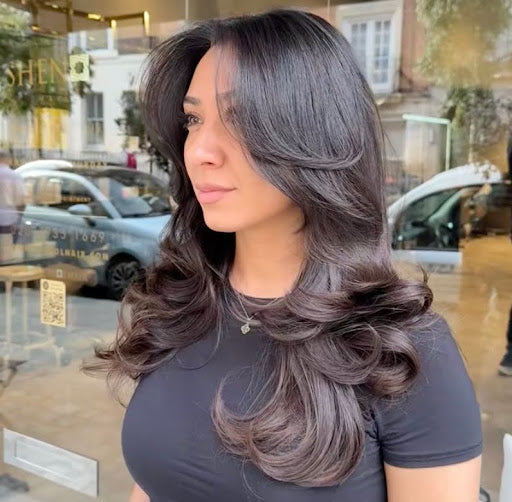 Side View Butterfly Cut Dark Brown — Butterfly Haircut Medium Hair