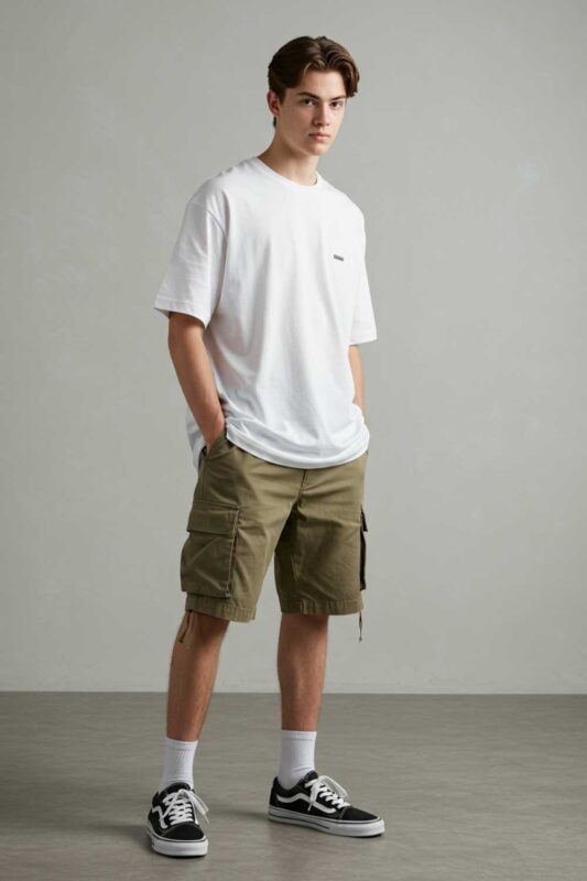 Summer Ready: Oversized Tee and Cargo Shorts Summer Ready: Oversized Tee and Cargo Shorts — Boys Outfits