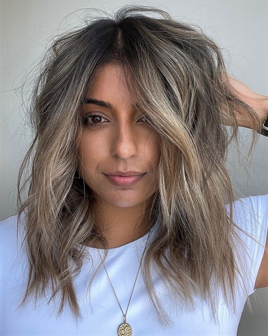 Ash Brown Collarbone Cut With Tousled Waves — Shoulder Length Hairstyles