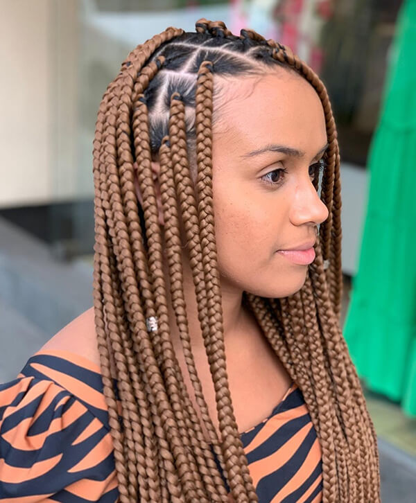 No Bangs Thick Medium Brown Box Braids — Brown Braids