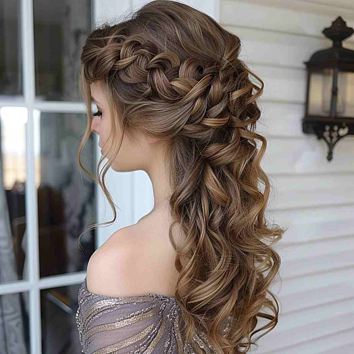 Ash Blonde Braided Crown With Curls Ash Blonde Braided Crown With Curls — Prom Hairstyles for Long Hair