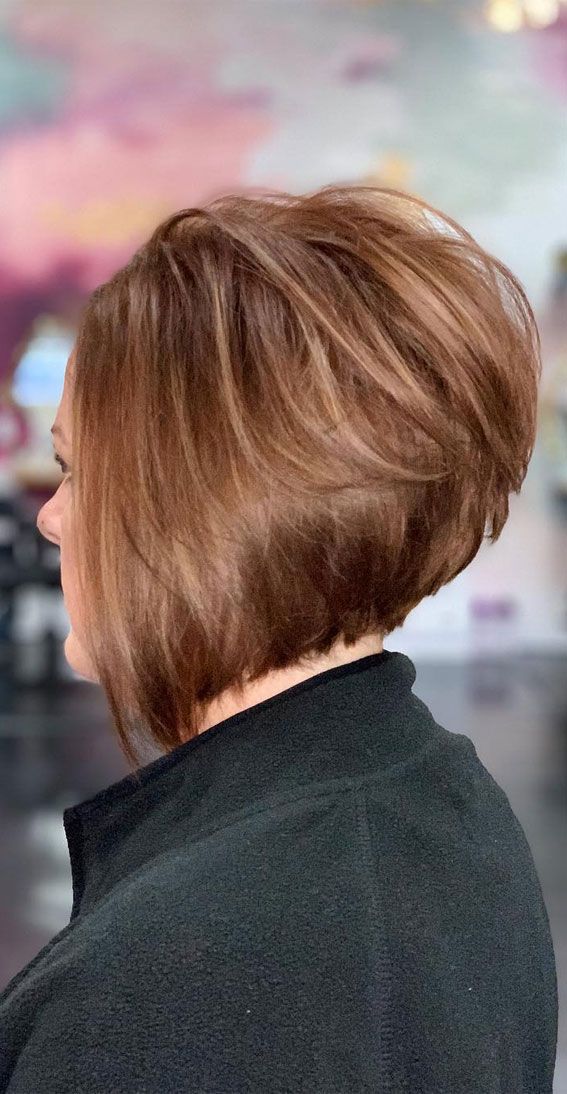 Warm Brown With Subtle Auburn Undertones Visual Idea — Stacked Bob