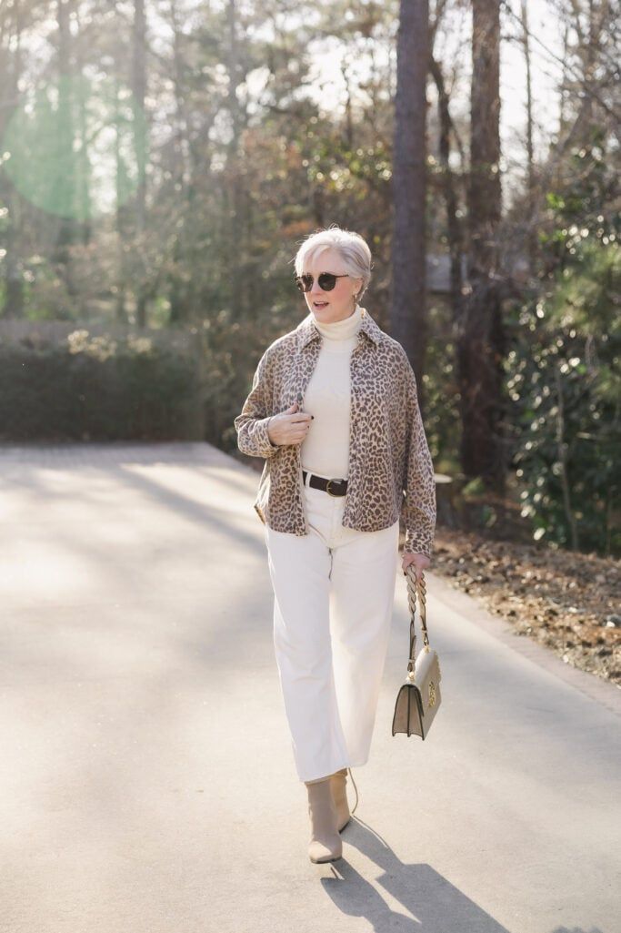 Leopard Print Jacket: Casual Chic with Cream Turtleneck — Atlanta Outfits