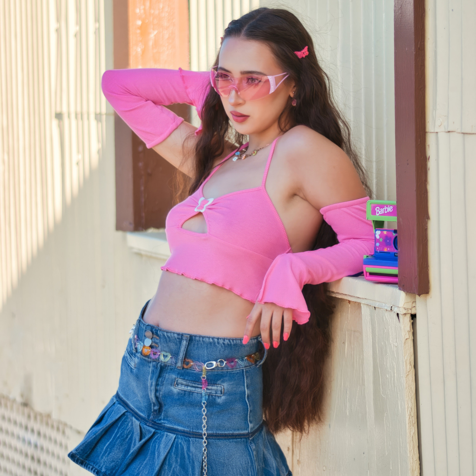 Y2K Revival: Halter Top, Mini Skirt, and Arm Warmers — 2010s Outfits