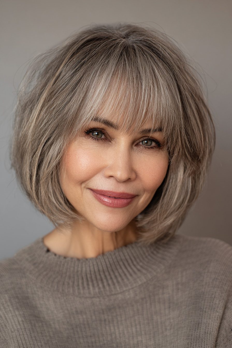 18 Gorgeous Haircuts With Bangs For Women Over 50 – CreativeBooster