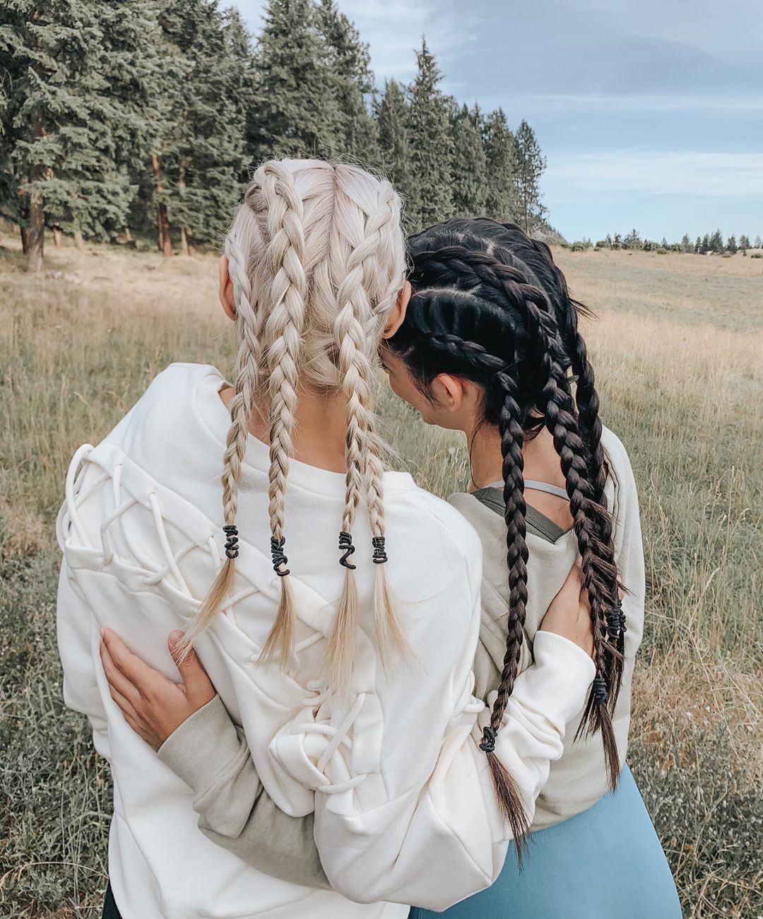 Contrasting Color Double Dutch Braids