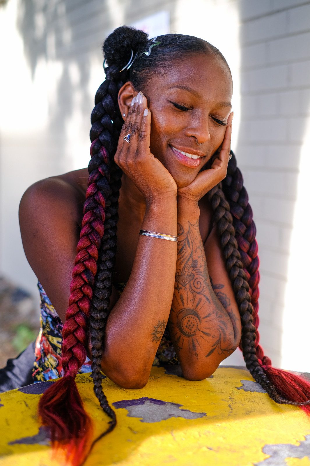Black to Deep Red Ombre Box Braids — Ombre Braids