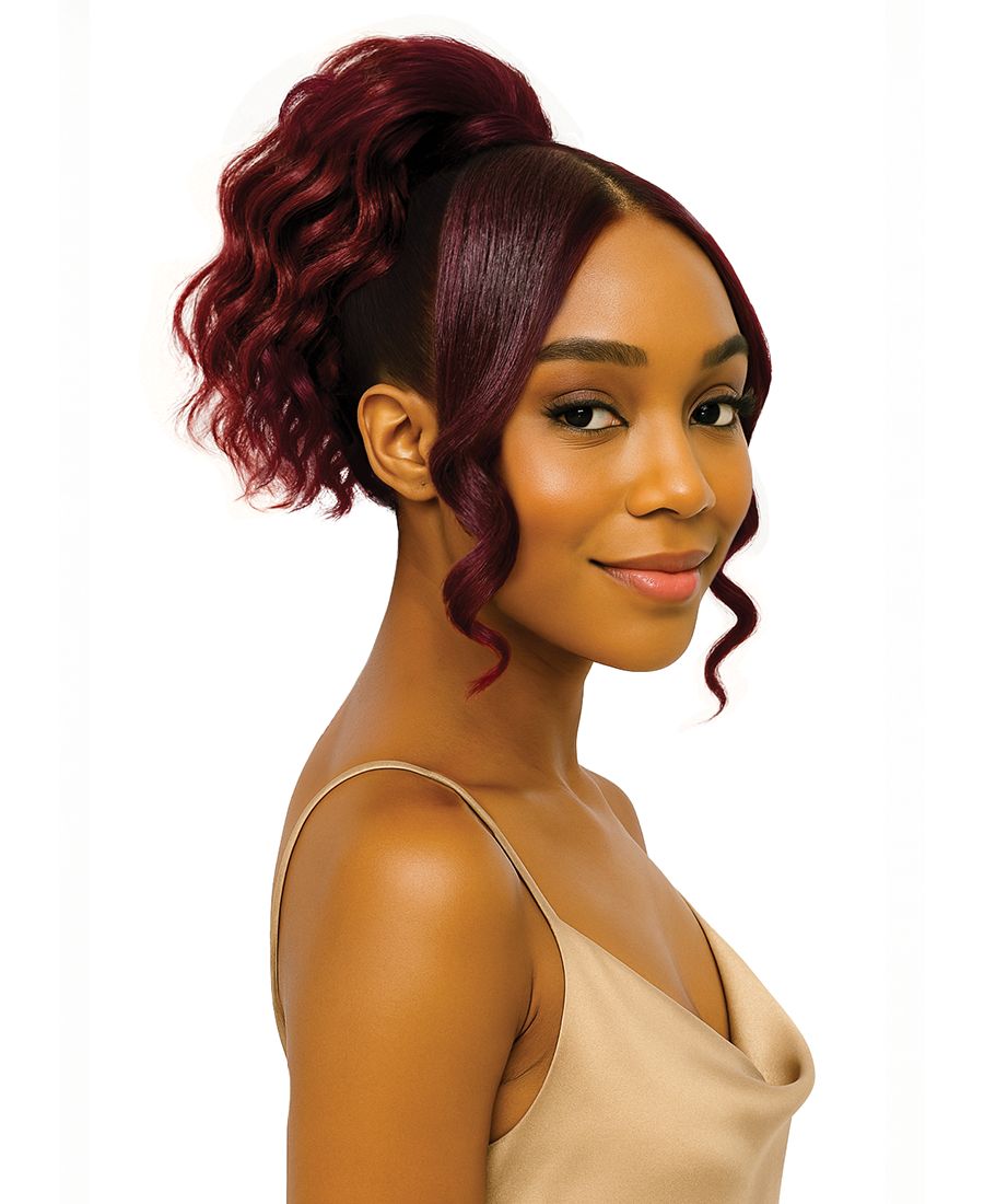 Dark Brown Ponytail with Wispy Bangs — Ponytail with Bangs
