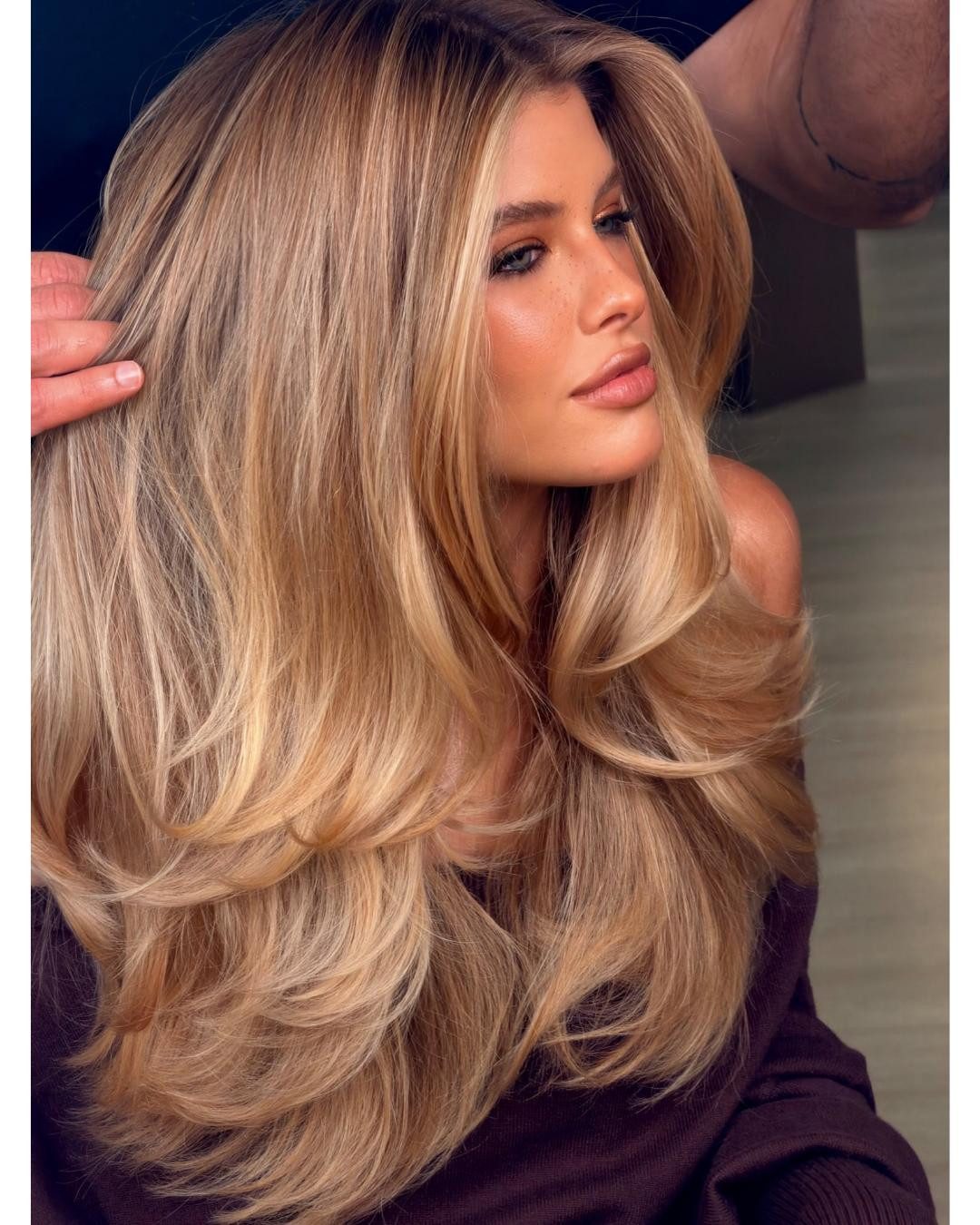 No Bangs Light Brown Base with Voluminous Blonde Highlights No Bangs Light Brown Base with Voluminous Blonde Highlights — Light Brown Highlights