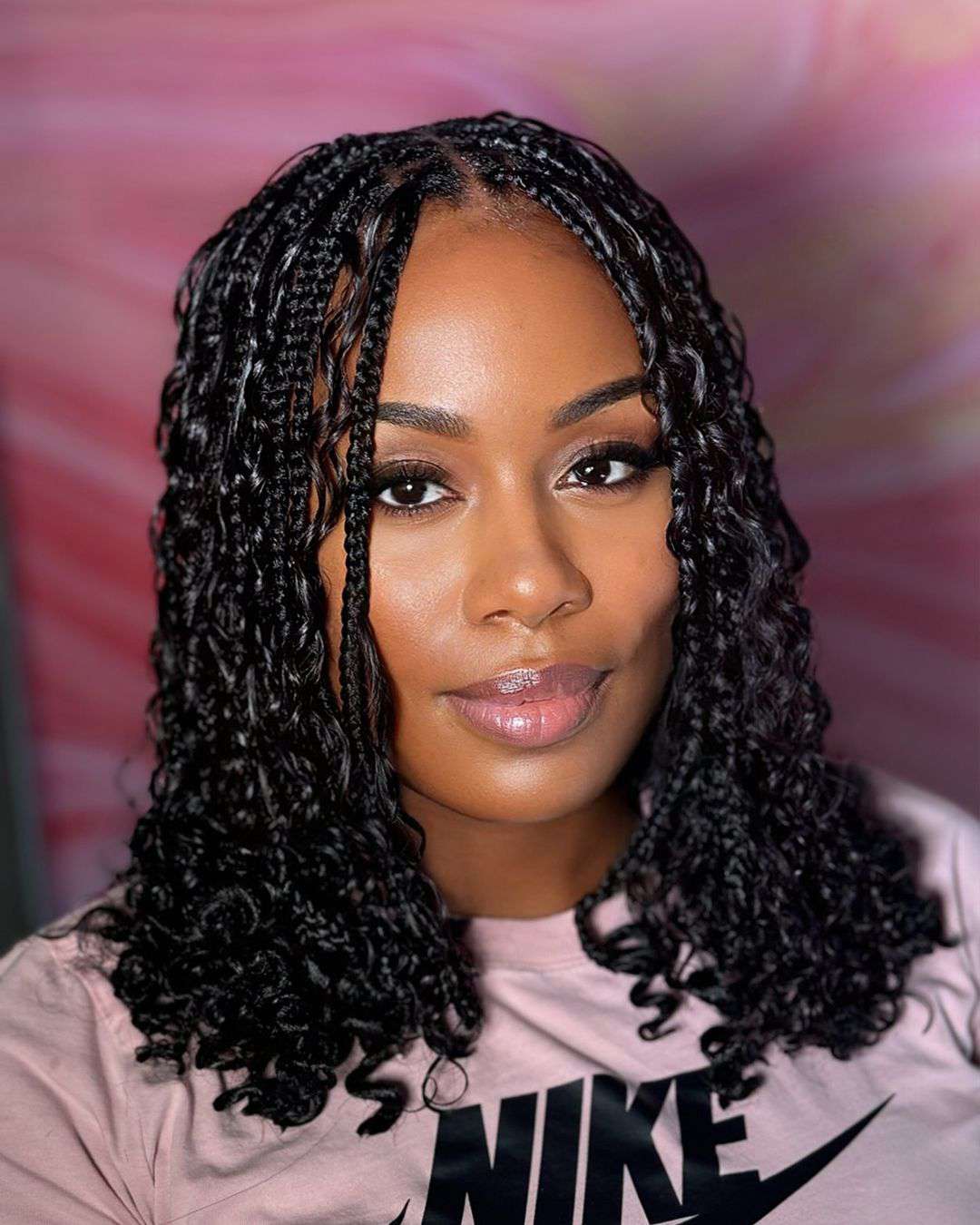 Micro Braids with Defined Curls Framing Face — Braids with Curls