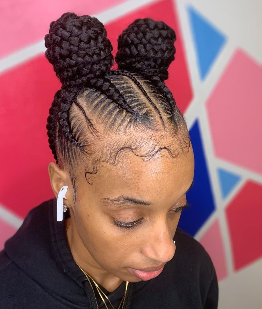 Mid-Back Visual Idea — Space Buns Natural Hair