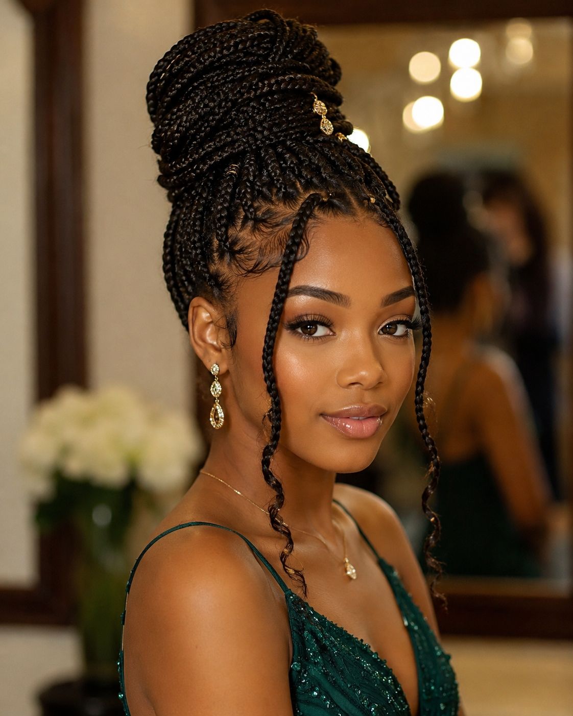 High Braided Bun with Tendrils — Prom Hairstyles for Black Women