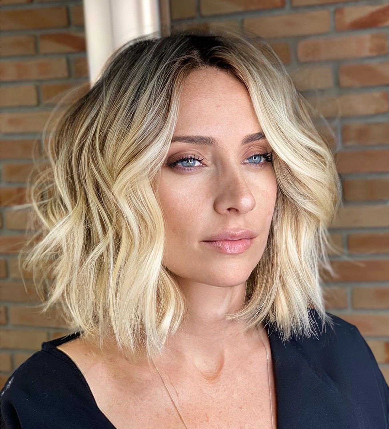 Textured Platinum Bob With Root Shadow Textured Platinum Bob With Root Shadow — Haircuts for Oval Faces