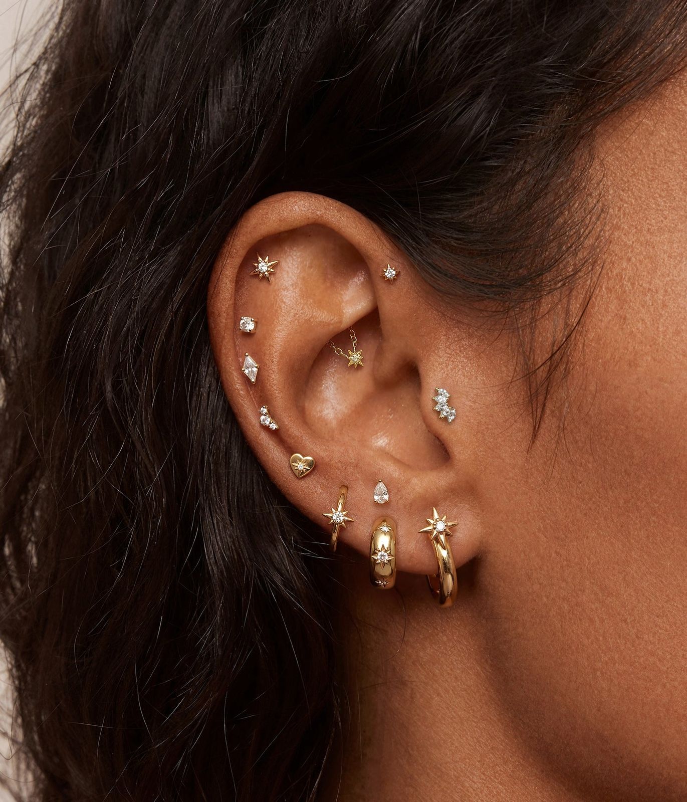 Mixed Metal Studs: Stars, Hearts, and Geometric Shapes Mixed Metal Studs: Stars, Hearts, and Geometric Shapes — Ear Piercing Ideas