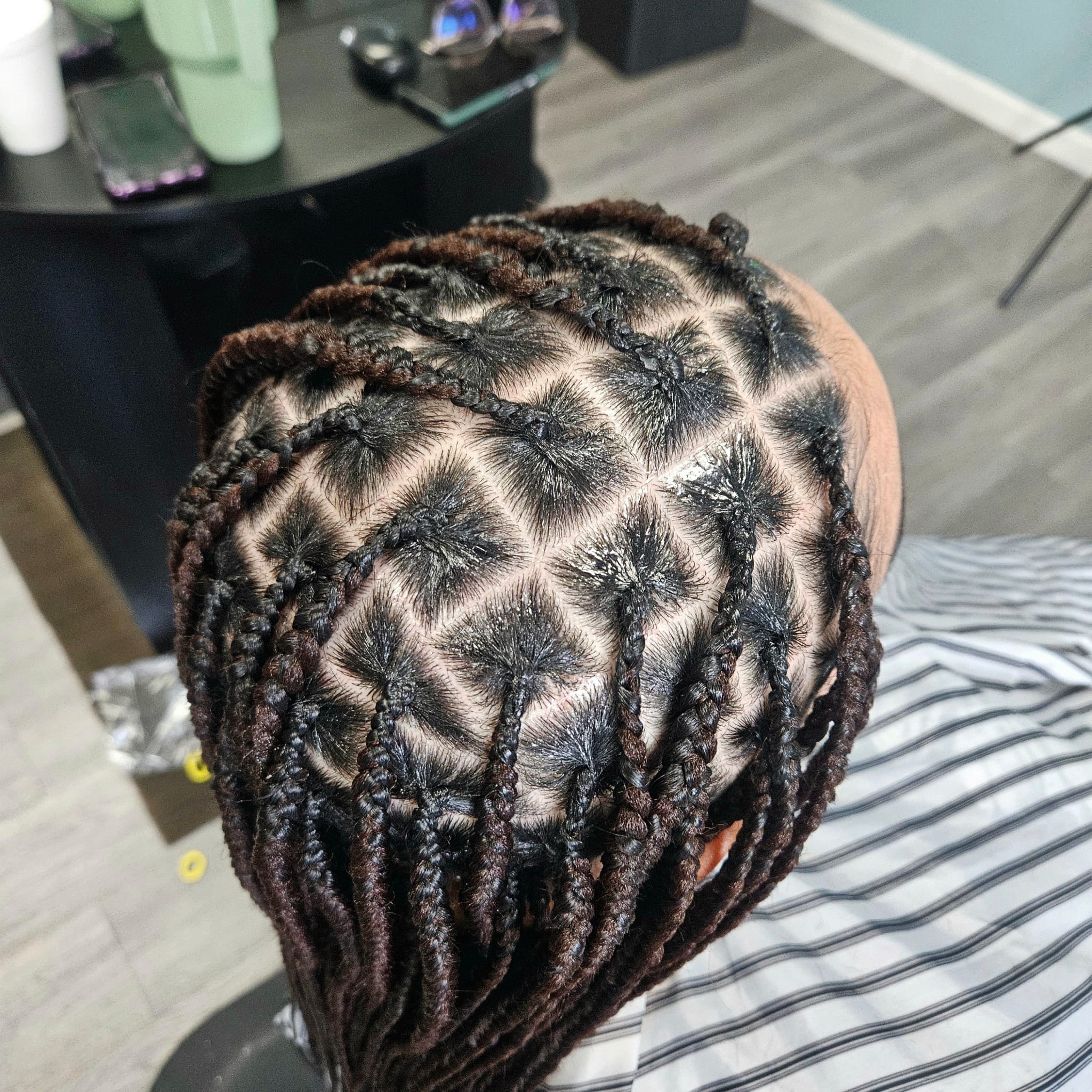 Mid-Back Black Braids With Clean Parting — Medium Knotless Braids